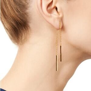 Gorjana Signed Mave 18K Gold plated Front Back Double Drop Long Earrings